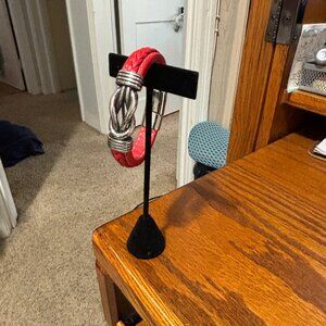 Ladies Red Leather Bracelet